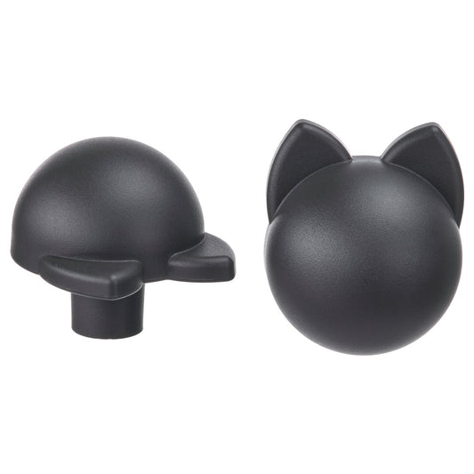 GREJSIMOJS knob, anthracite/cat, 5 mm, 2 pack
