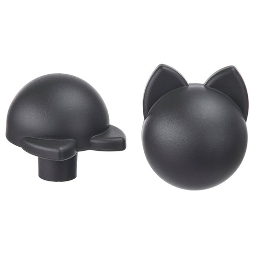 GREJSIMOJS knob, anthracite/cat, 5 mm, 2 pack