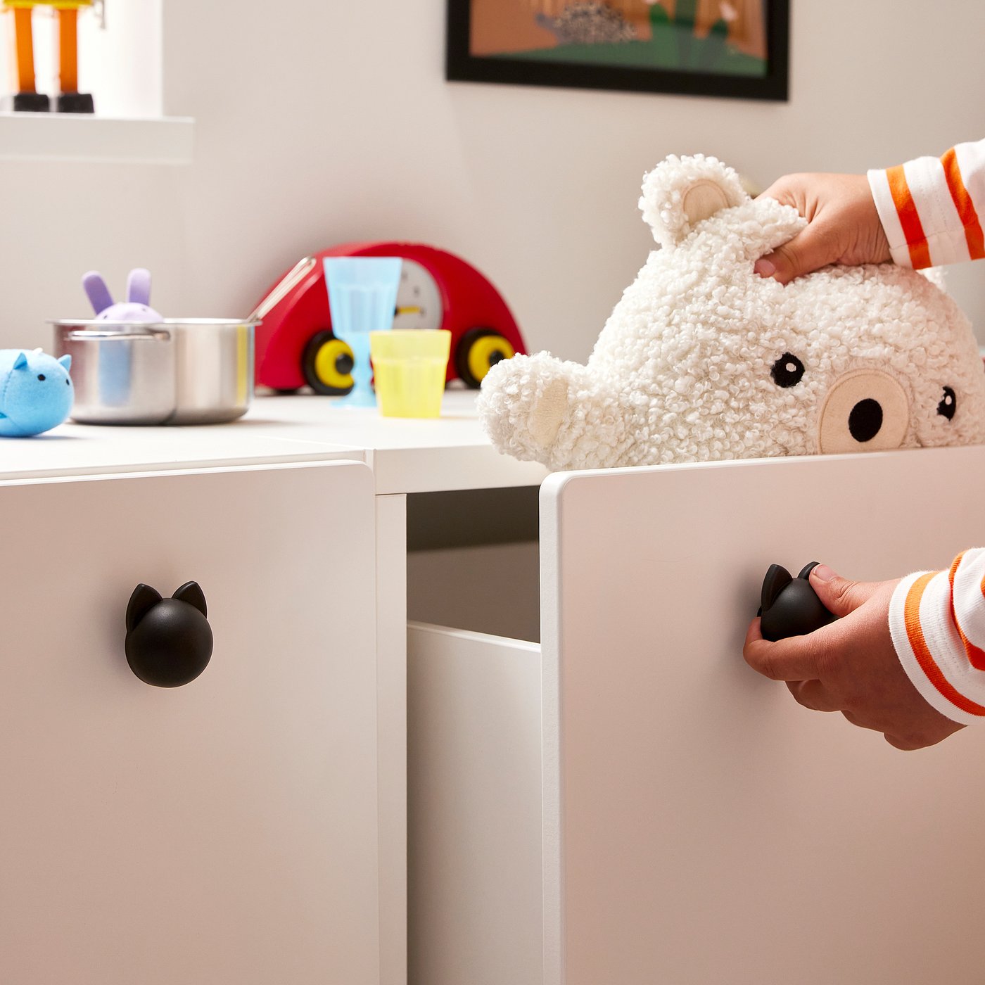 GREJSIMOJS knob, anthracite/cat, 5 mm, 2 pack