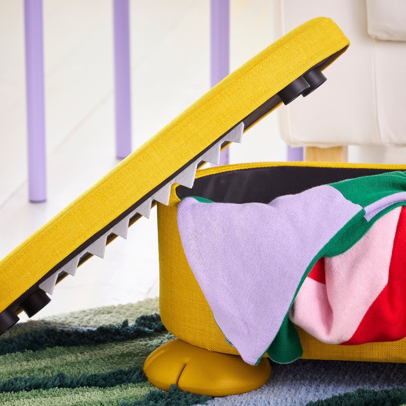 GREJSIMOJS pouffe with storage, yellow, 57x24x32 cm