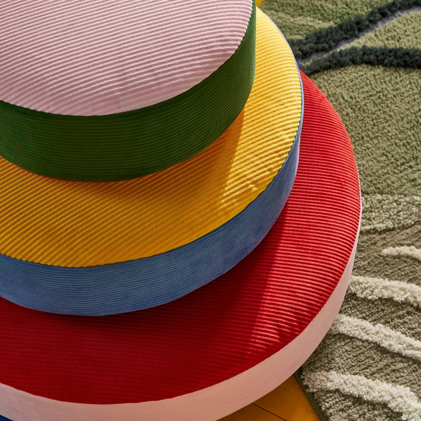 GREJSIMOJS floor cushion, set of 3, stackable/multicolour