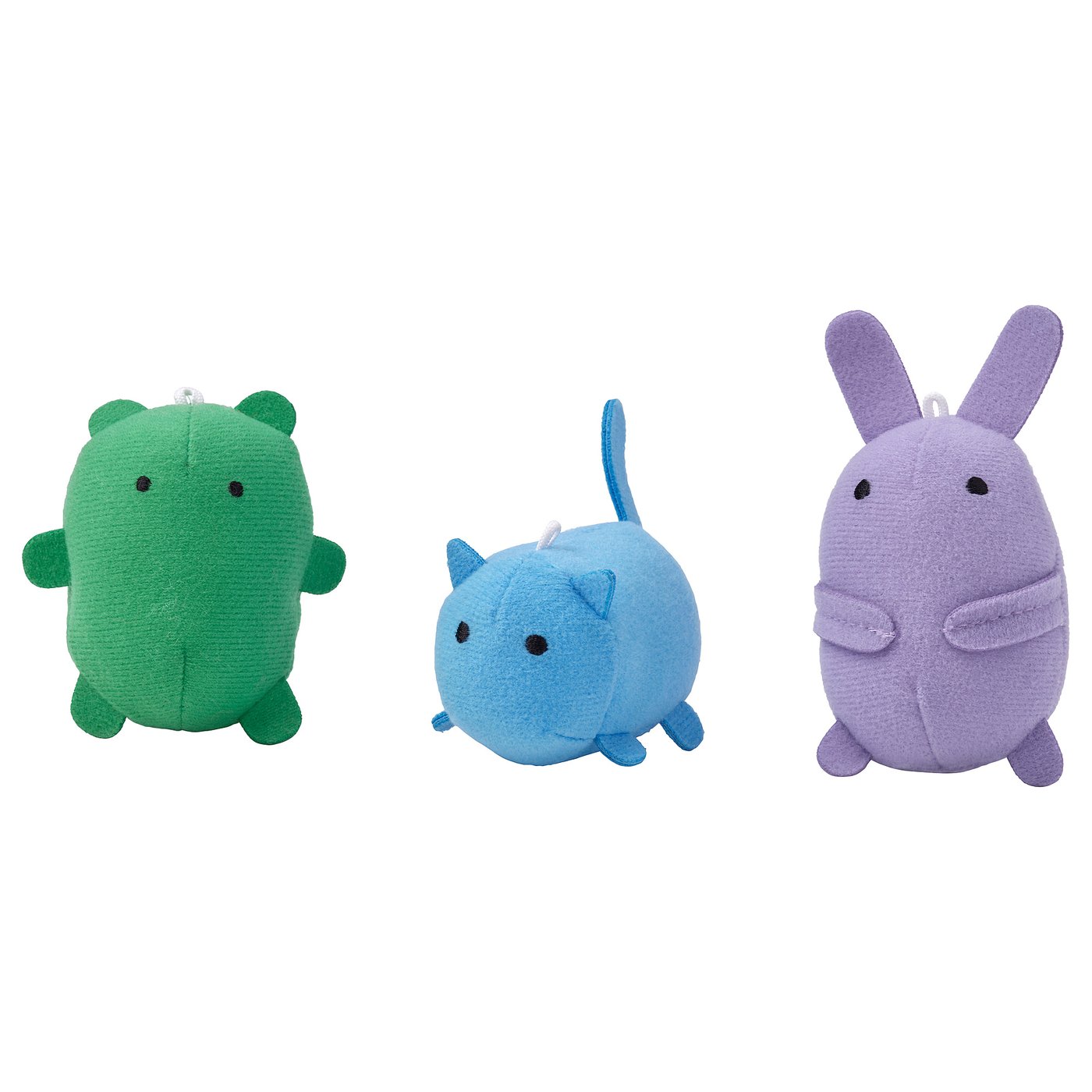 GREJSIMOJS soft toy, set of 3, cat bunny/bear multicolour