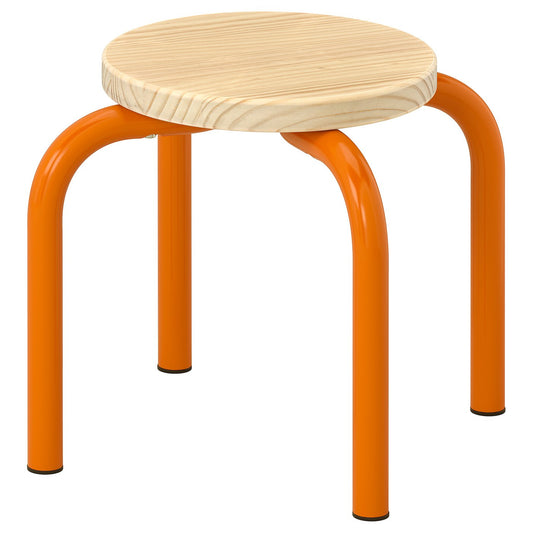 GREJSIMOJS children's stool, wood/orange, 24 cm