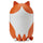 GREJSIMOJS storage with lid, cat-shaped orange/white, 15 cm