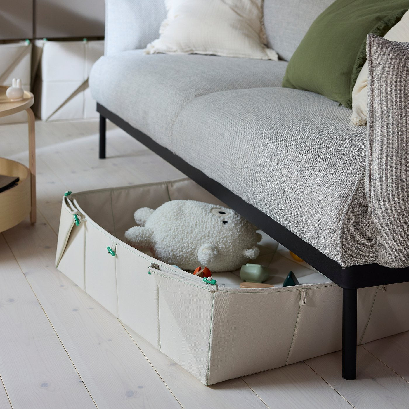 GREJSIMOJS mat/storage box, foldable/beige, 120x120 cm