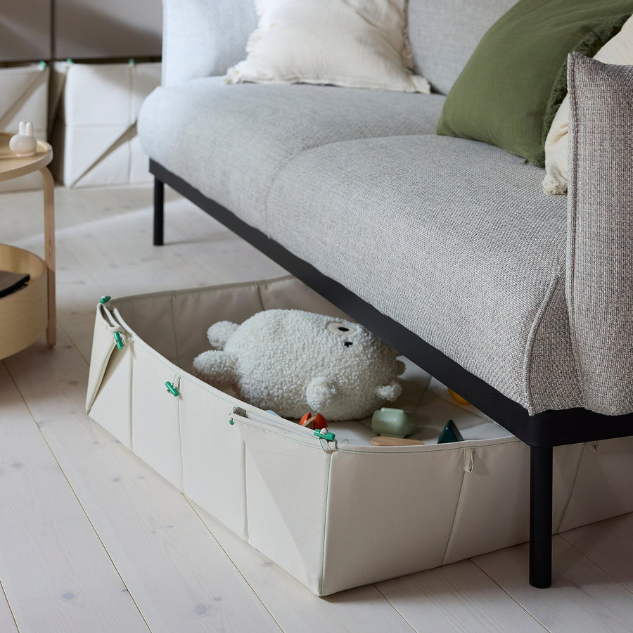 GREJSIMOJS mat/storage box, foldable/beige, 120x120 cm