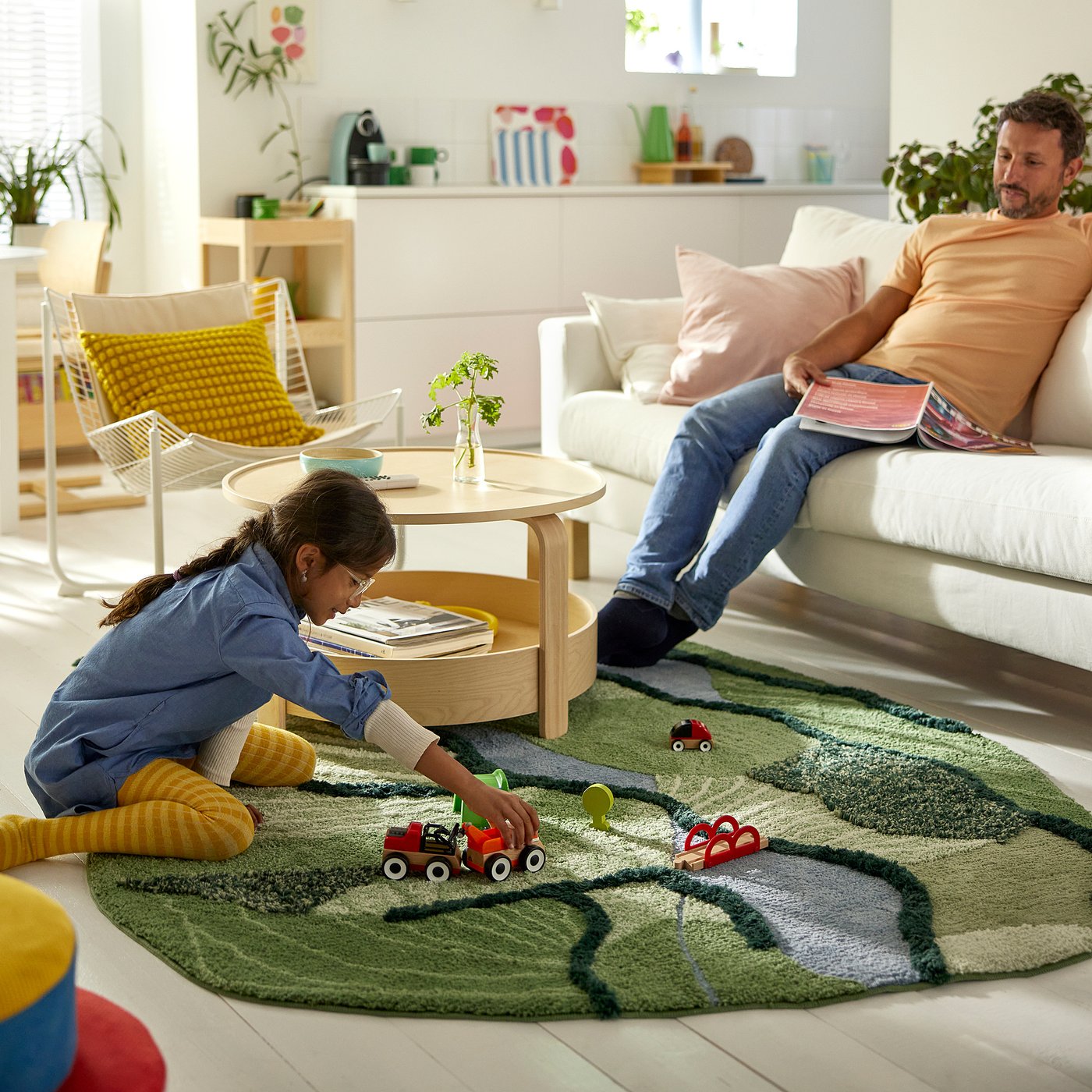 GREJSIMOJS rug, high pile, green, 215x153 cm