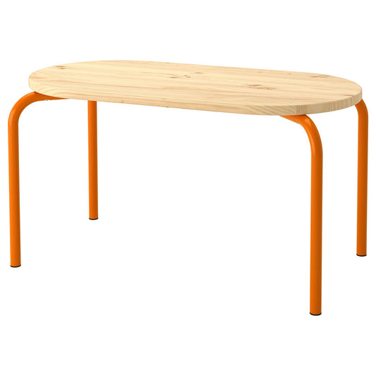 GREJSIMOJS children's table, wood/orange, 84x42 cm