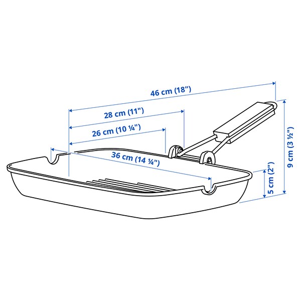 GRILLA - Grill pan, non-stick coating, 36x26 cm