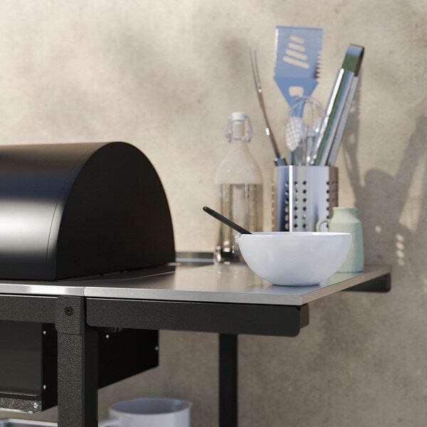 Ikea GRILLSKÄR - Charcoal barbecue w 2 side tables, stainless steel/outdoor , 99/123/147x61 cm
