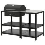 GRILLSKÄR charcoal barbecue w kitchen island, stainless steel/outdoor, 147x61 cm