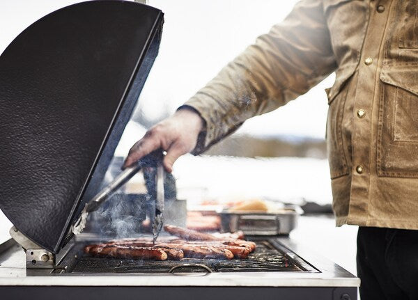 GRILLSKÄR - Charcoal barbecue, black/stainless steel outdoor