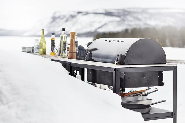 GRILLSKÄR - Charcoal barbecue, black/stainless steel outdoor