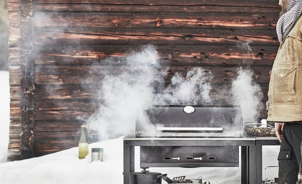 GRILLSKÄR - Charcoal barbecue, black/stainless steel outdoor