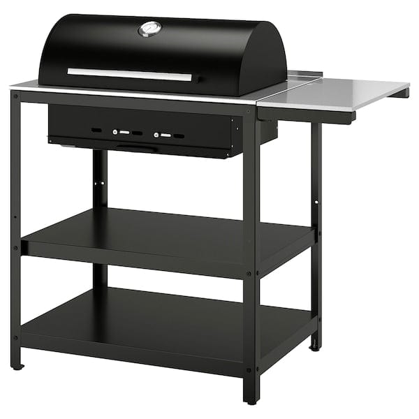 Ikea GRILLSKÄR - Charcoal barbecue w side table, stainless steel/outdoor , 93/116x61 cm