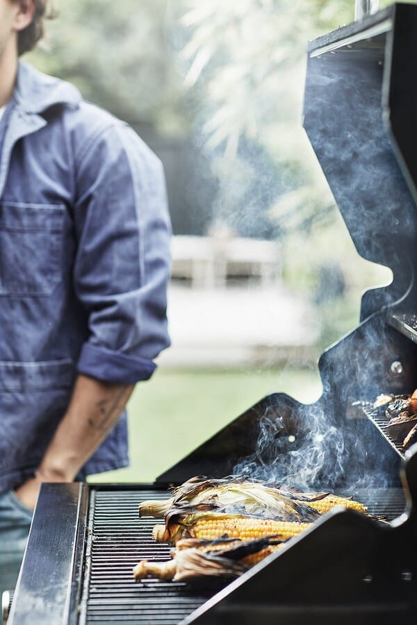 Ikea GRILLSKÄR - Gas barbecue/burner side/table, stainless steel/outdoor, 126/150x61 cm