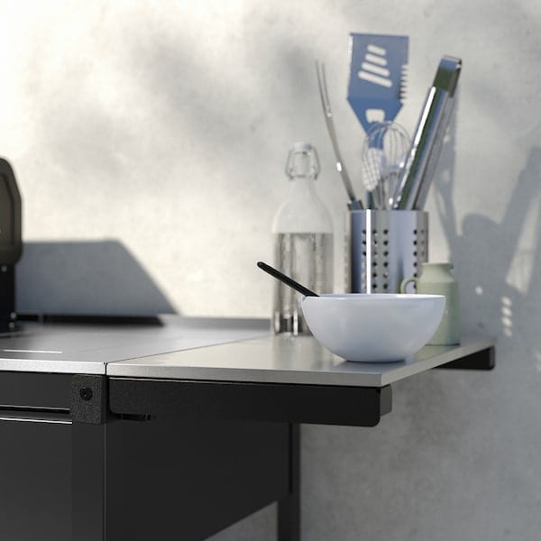 Ikea GRILLSKÄR - Gas barbecue/burner side/table, stainless steel/outdoor, 126/150x61 cm