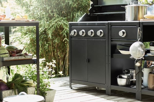 GRILLSKÄR gas barbecue, black/stainless steel outdoor, 72x61 cm