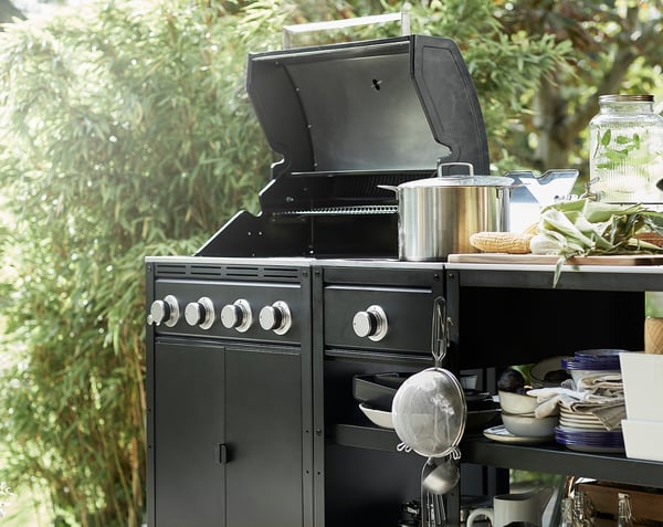 GRILLSKÄR gas barbecue, black/stainless steel outdoor, 72x61 cm