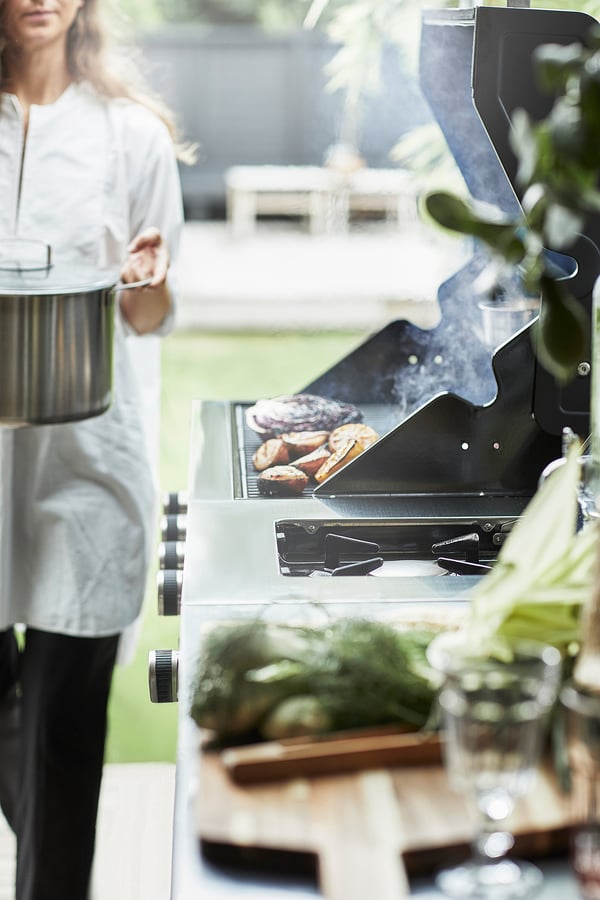 GRILLSKÄR side burner, black/stainless steel outdoor, 48x61 cm