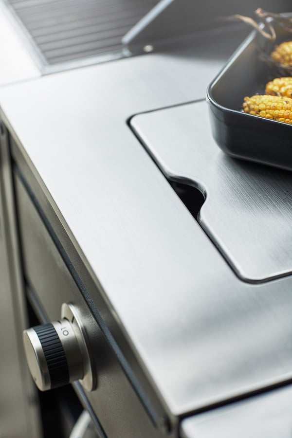 GRILLSKÄR side burner, black/stainless steel outdoor, 48x61 cm
