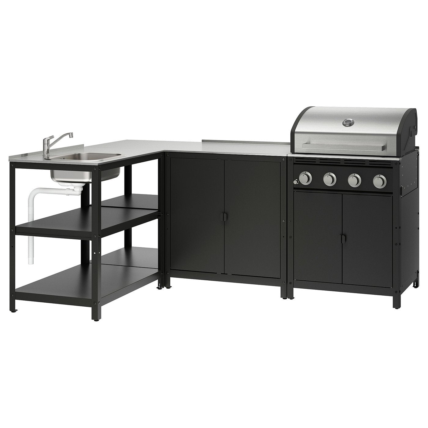 GRILLSKÄR outdoor kitchen, stainless steel, 219x147 cm