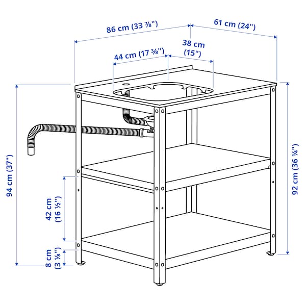 Ikea GRILLSKÄR - Unit for sink, black/stainless steel outdoor, 86x61 cm