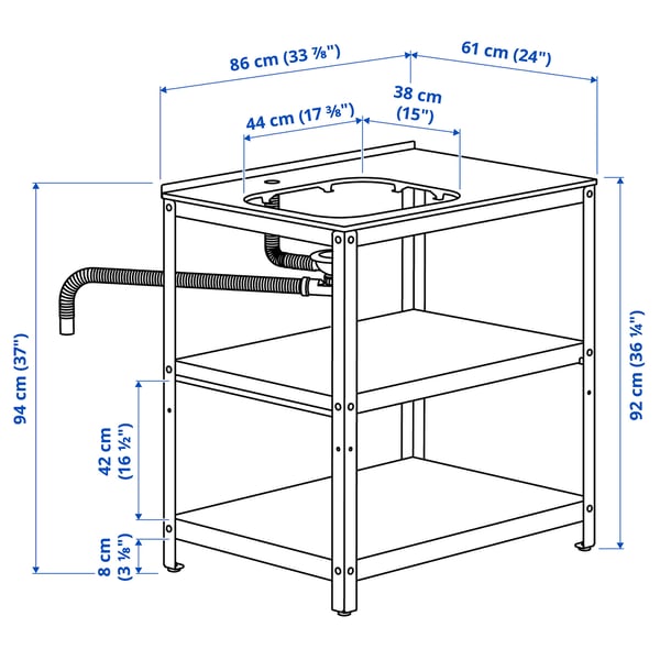 GRILLSKÄR unit for sink, black/stainless steel outdoor, 86x61 cm