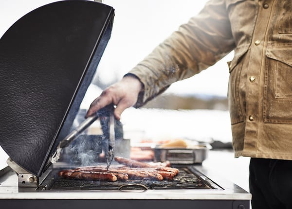 GRILLSKÄR kitchen with charcoal bbq, outdoor, stainless steel, 172x61 cm