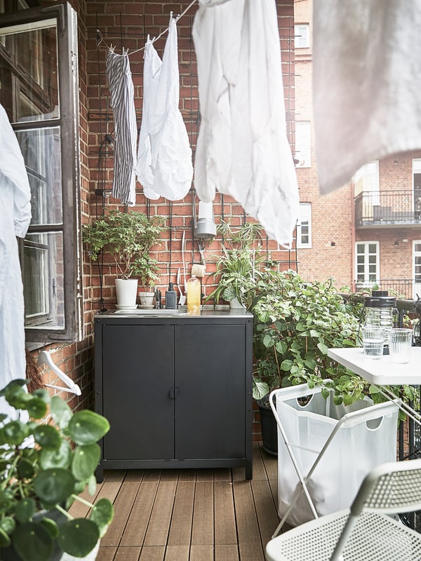 GRILLSKÄR - Cabinet with sink/mobile, outdoor, stainless steel, 86x61 cm ,