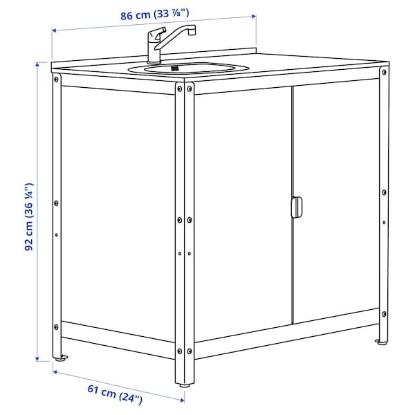 Ikea GRILLSKÄR - Cabinet with sink/mobile, outdoor, stainless steel, 86x61 cm ,