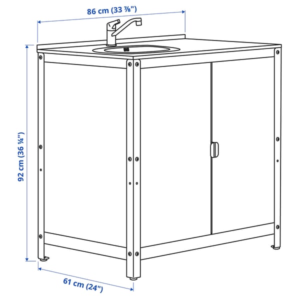 GRILLSKÄR kitchen sink unit/cabinet, outdoor, stainless steel, 86x61 cm