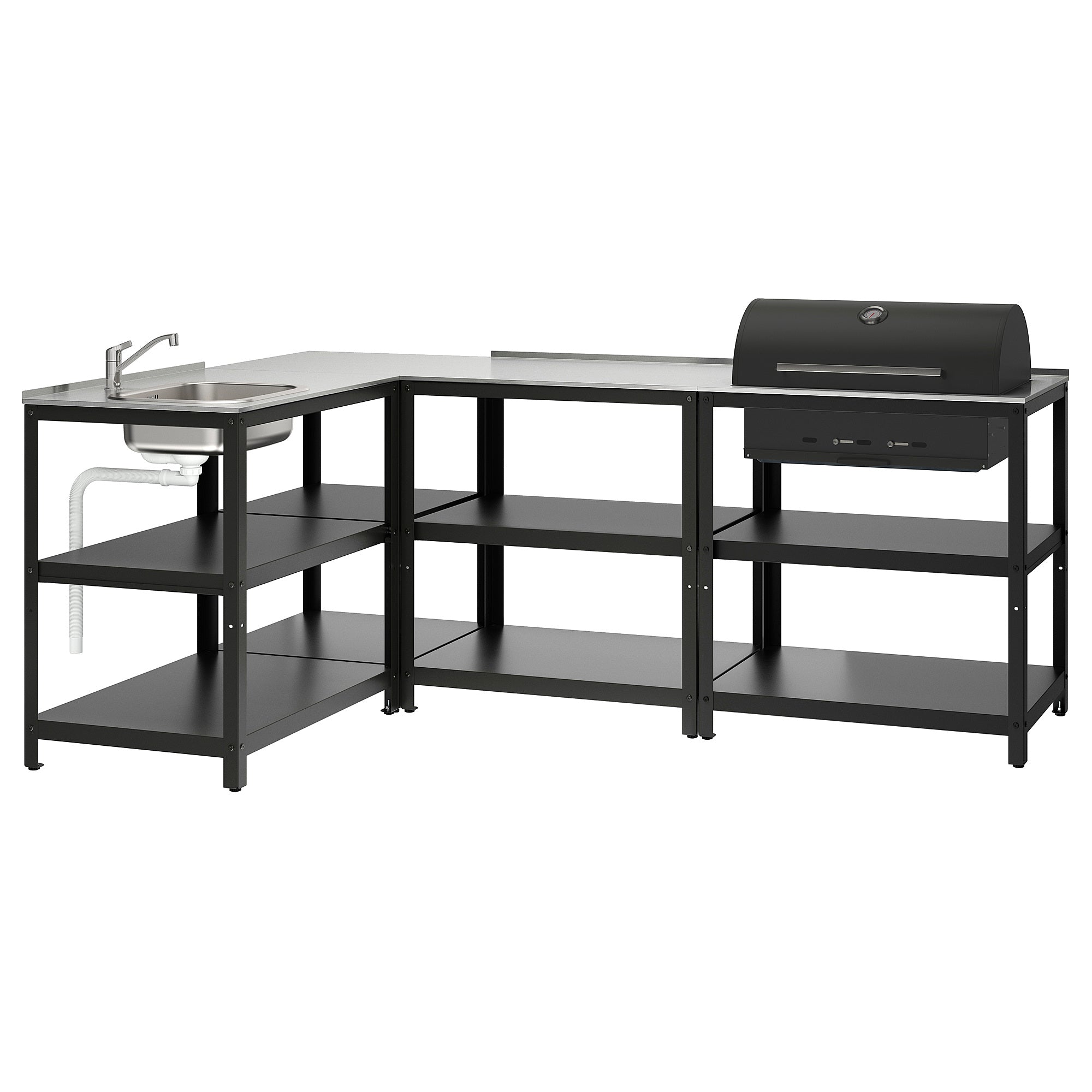 GRILLSKÄR kitchen sink ut/chrcl bbq, outdoor, stainless steel, 233x147 cm