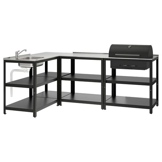GRILLSKÄR kitchen sink ut/chrcl bbq, outdoor, stainless steel, 233x147 cm