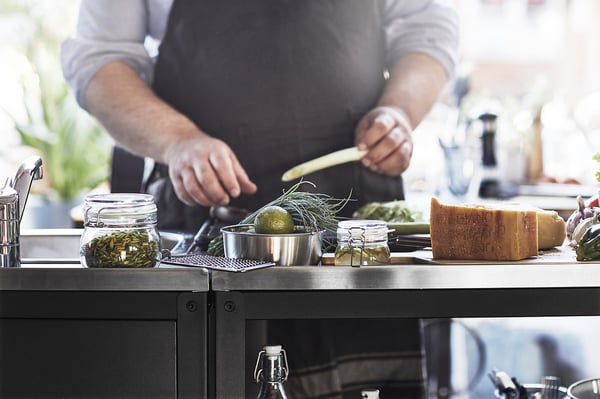 GRILLSKÄR kitchen island shelf unit, black/stainless steel outdoor, 86x61 cm