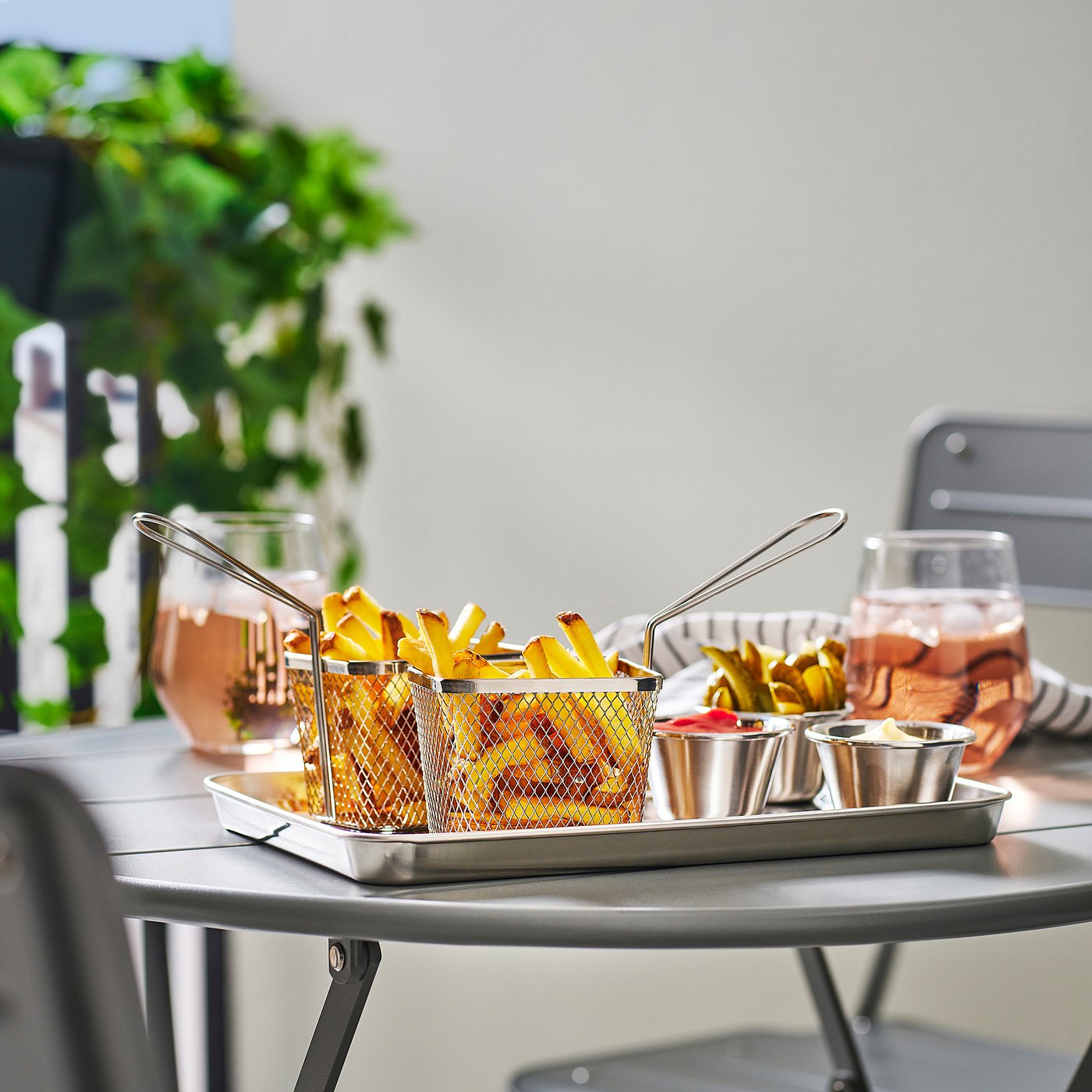 GRILLTIDER serving basket, stainless steel, 9x7x7 cm