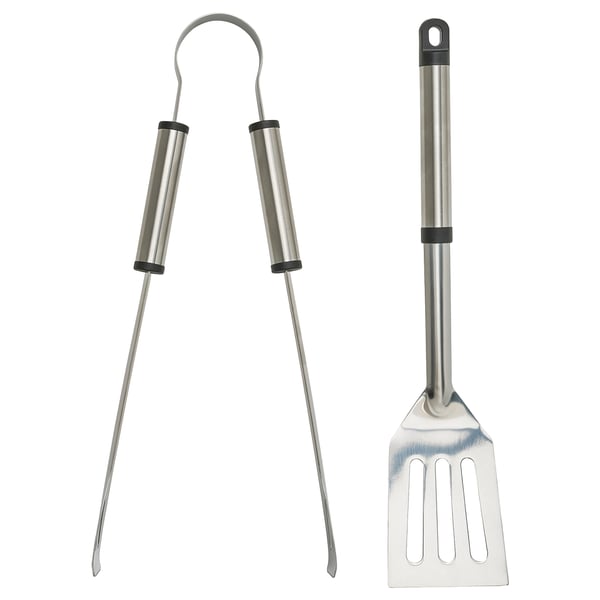 GRILLTIDER - GRILLTIDER 2-piece barbecue tools set, stainless steel