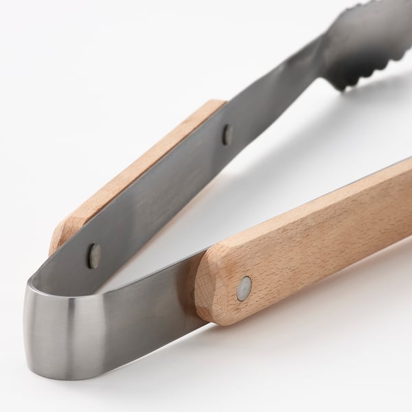 GRILLTIDER - GRILLTIDER 3-piece barbecue tools set, stainless steel/beech