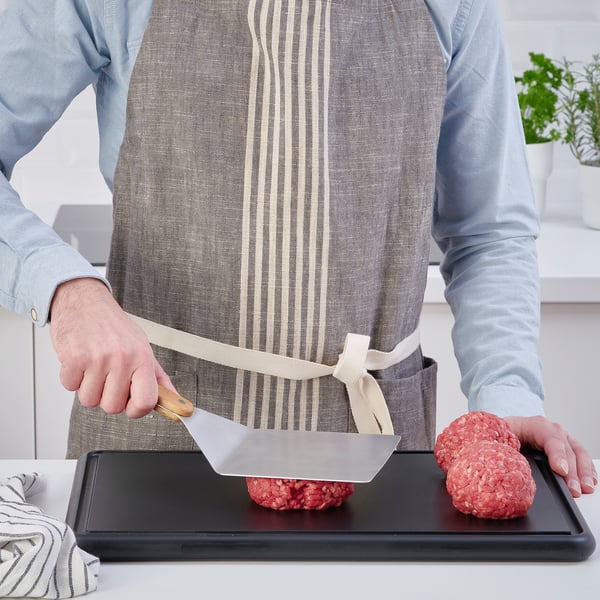 GRILLTIDER - GRILLTIDER Hamburger turner, stainless steel/beech, 30 cm