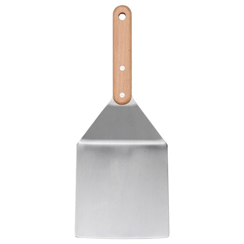 GRILLTIDER hamburger turner, stainless steel/beech, 30x12 cm