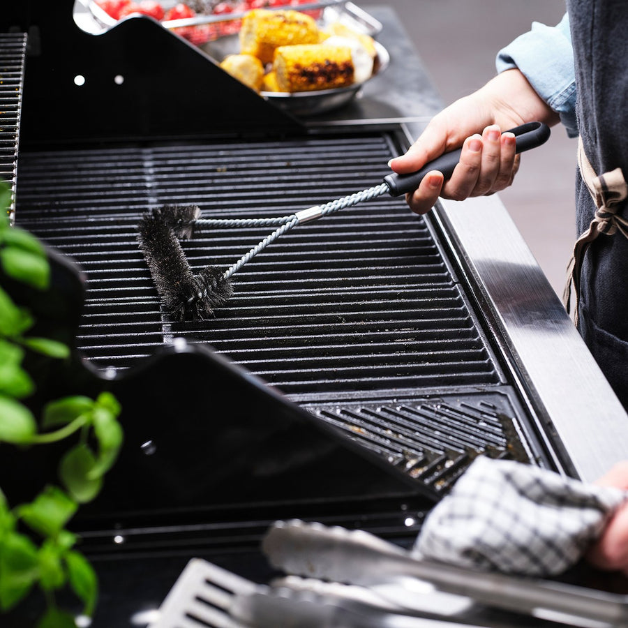 GRILLTIDER barbecue grill cleaning brush, stainless steel/black, 35 cm