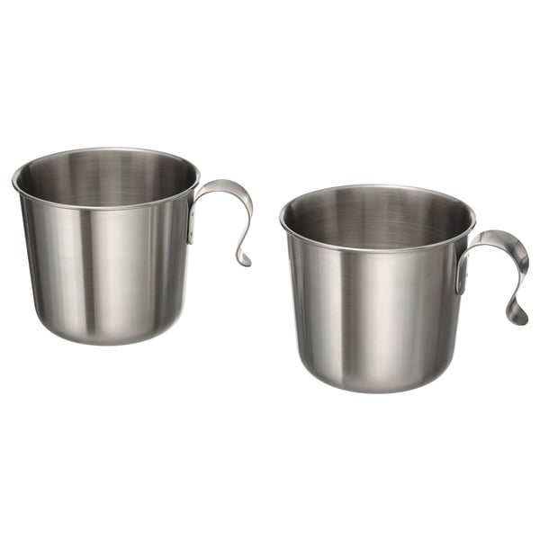 GRILLTIDER mug, stainless steel, 9 cm, 2 pack