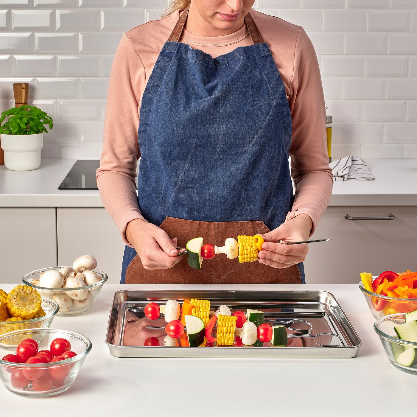 GRILLTIDER serving tray, stainless steel, 40x30 cm