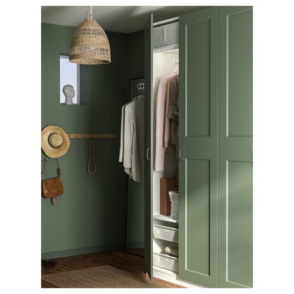 GRIMO door with hinges, grey-green, 50x195 cm