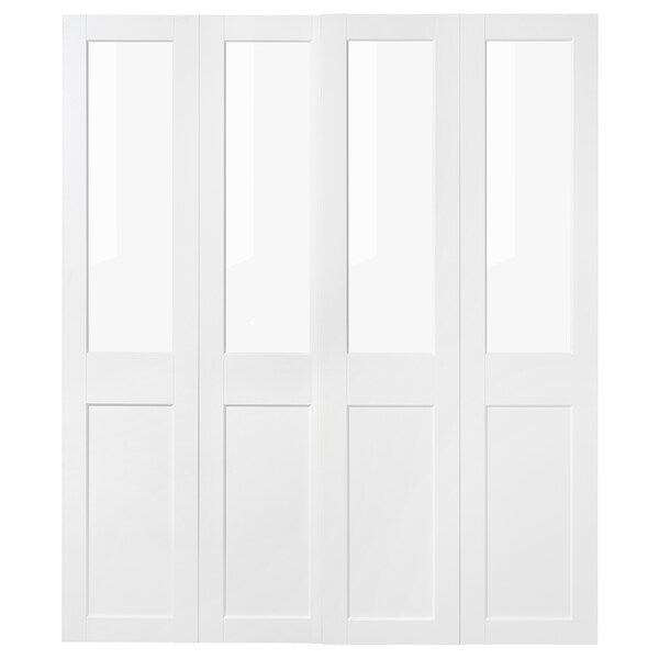 GRIMO - Pair of sliding doors, glass/white, 200x236 cm