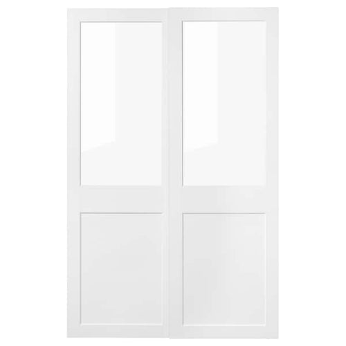 GRIMO - GRIMO Pair of sliding doors, glass/white, 150x236 cm