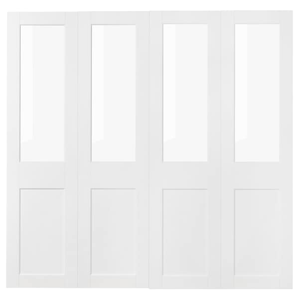 GRIMO - Pair of sliding doors, glass/white, 200x201 cm