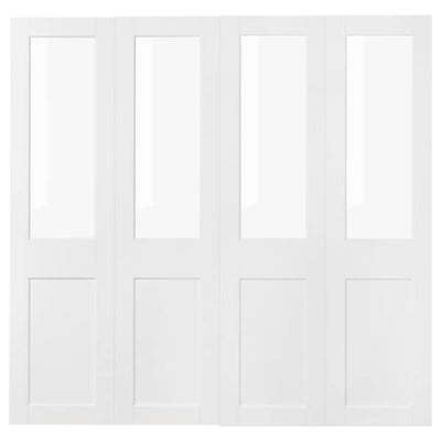 GRIMO - Pair of sliding doors, glass/white,200x201 cm