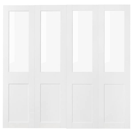 GRIMO - Pair of sliding doors, glass/white, 200x201 cm