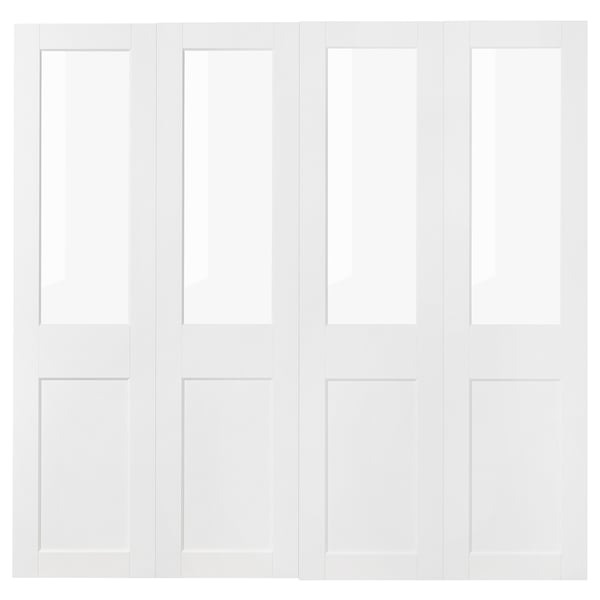 GRIMO - GRIMO Pair of sliding doors, glass/white, 200x201 cm